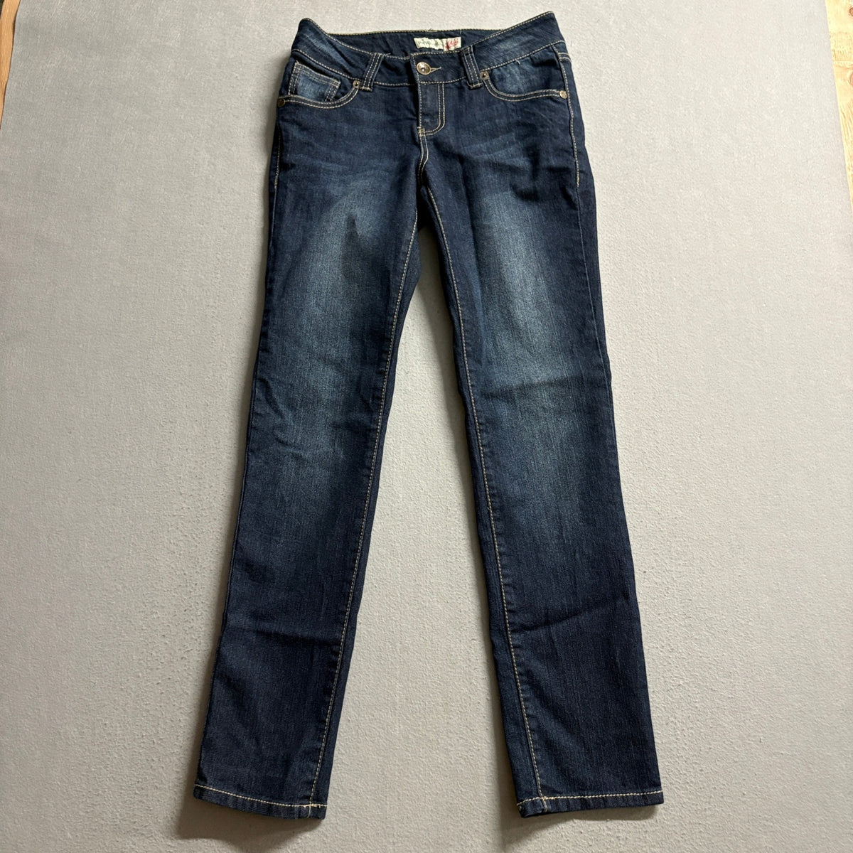 Paris Blues Jeans Womens Size 7 Dark Wash Straight Leg Stretch Denim Blue Pants