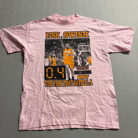 Vintage Derek Fisher 0.4 Shot Lakers T-Shirt Mens XL Pink American Activewear