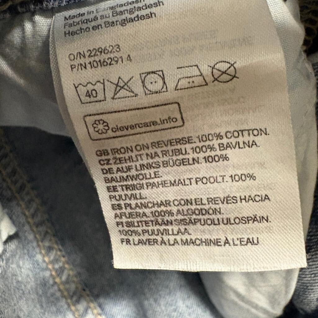 H&M Divided Graffiti Print Jeans Womens Size 2 Blue Acid Wash High Rise Denim