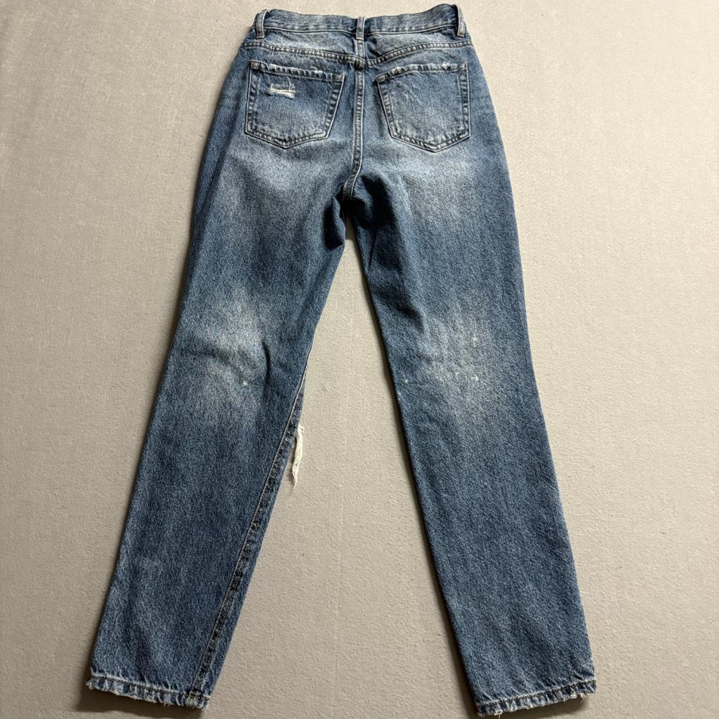 PacSun Distressed Mom Jeans Womens 24 Blue Denim High Rise Ripped Knee Cotton