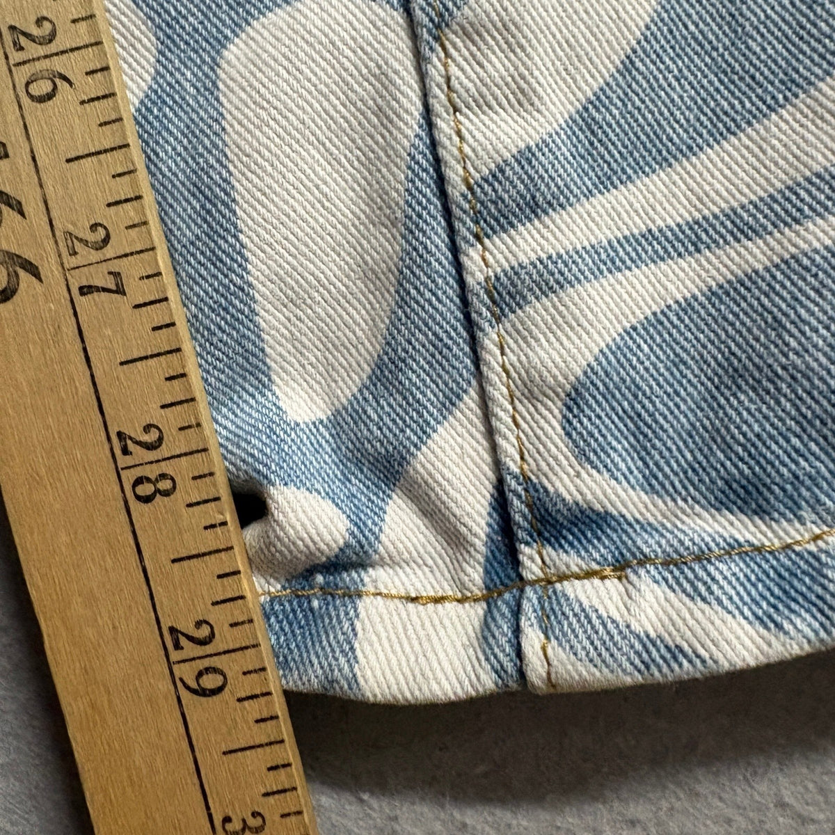 Shein Swirl Print Jeans Womens XS Blue White High Rise Straight Leg Denim Pants