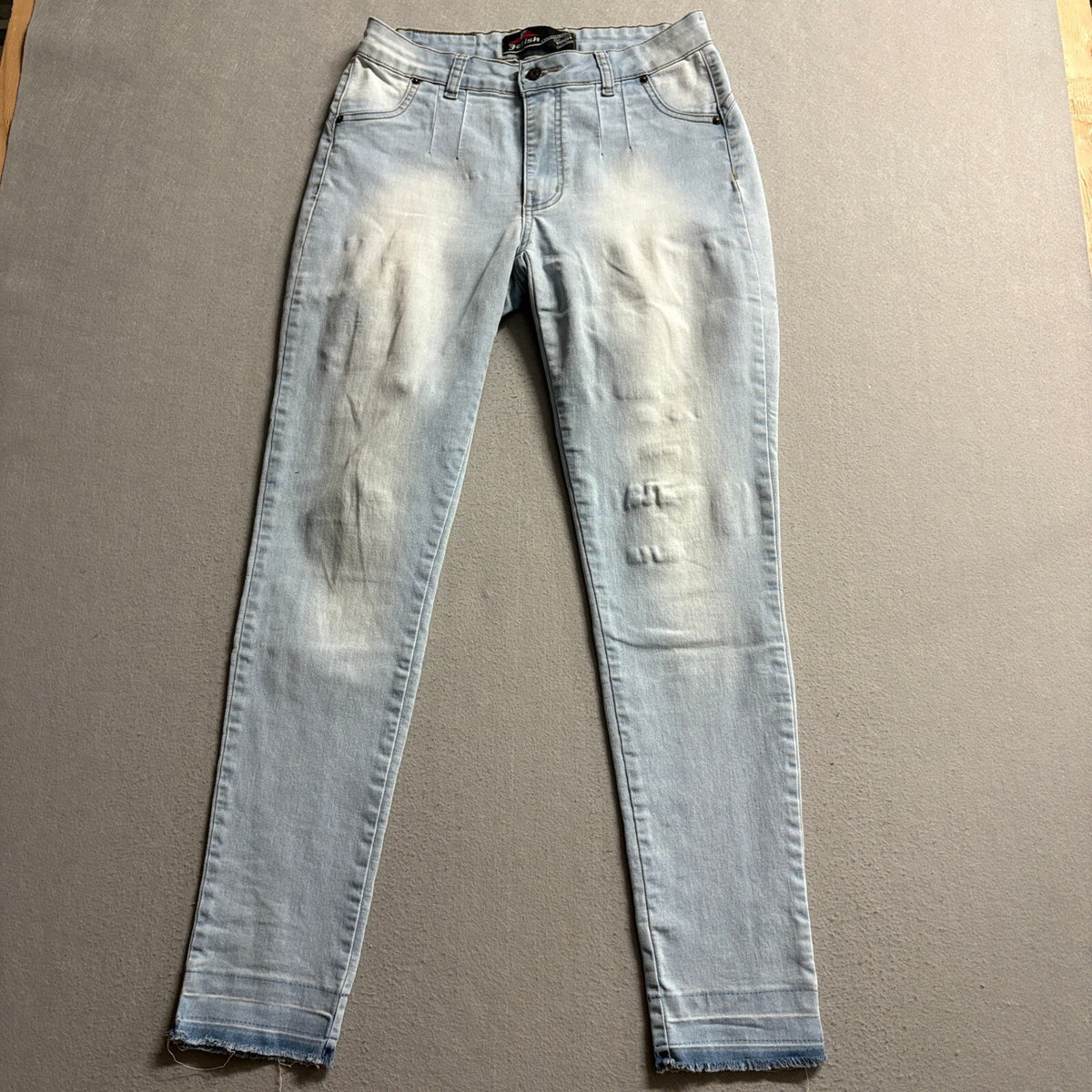 Fetish Jeans Womens Size 42 Light Wash Skinny Raw Frayed Hem Stretch Denim