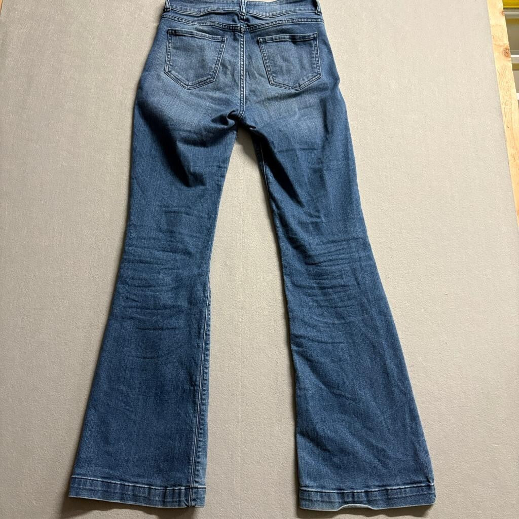 Carly Jean Los Angeles Faye Flare Jeans Womens Size 7 Blue Denim High Rise