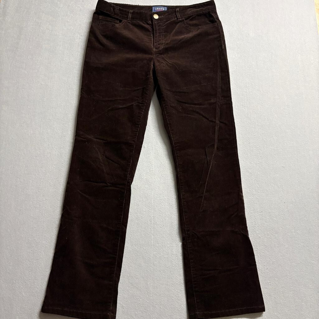 Chaps Denim Corduroy Pants Womens 10 Brown Stretch Straight Leg Casual