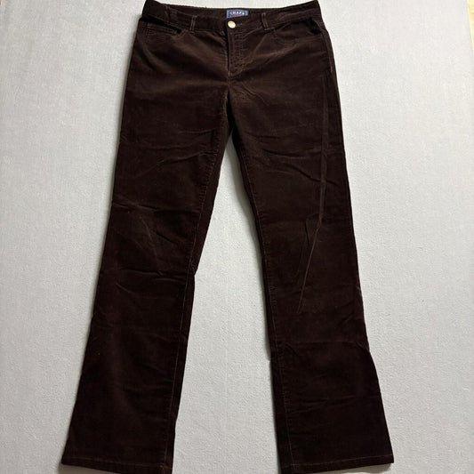 Chaps Denim Corduroy Pants Womens 10 Brown Stretch Straight Leg Casual
