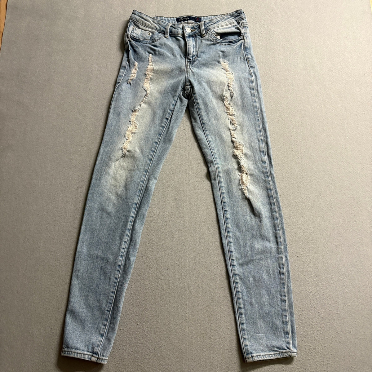 JUST USA Womens Distressed Skinny Jeans Size 9 Blue Denim Stretch Light Wash