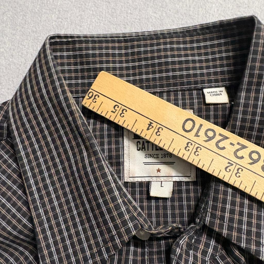 Ely Cattleman Western Shirt Mens Large Black Plaid Pearl Snap Long Sleeve Cotton
