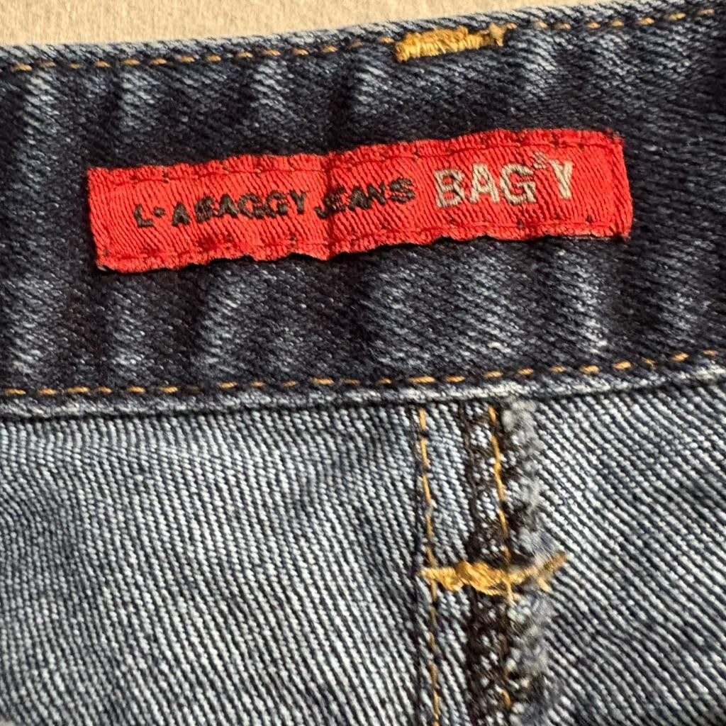 L.A. Baggy Jeans Womens Size 28 Dark Wash Flare Leg Denim Blue Jeans