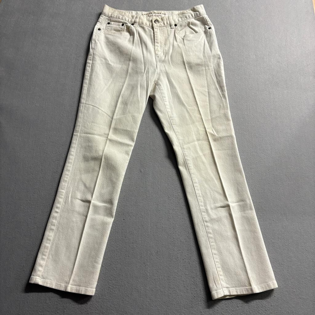 Lauren Jeans Co Ralph Lauren White Denim Pants Womens Size 8P Straight Leg