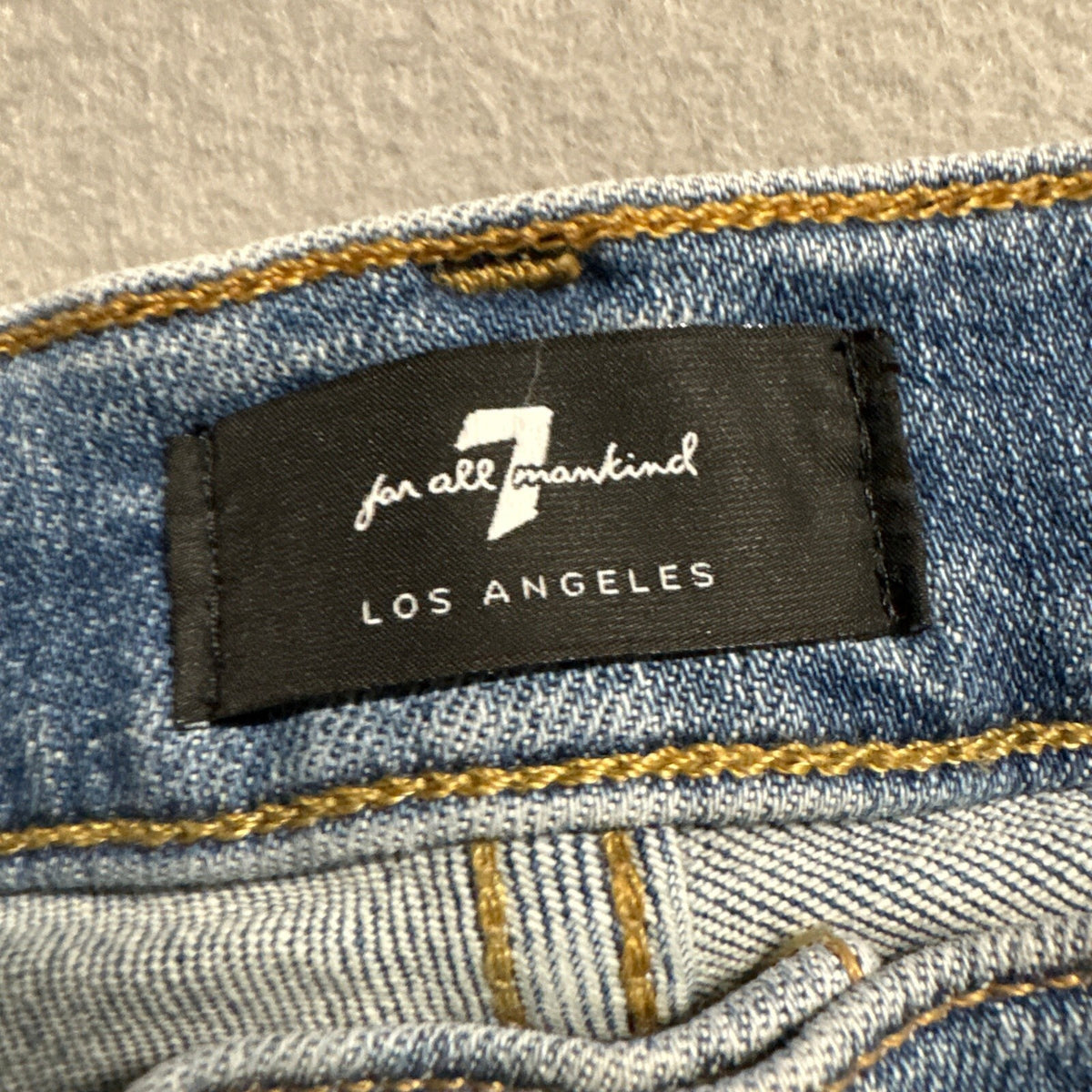 7 For All Mankind High Waist Slim Kick Jeans Womens Size 27 Frayed Raw Hem Blue