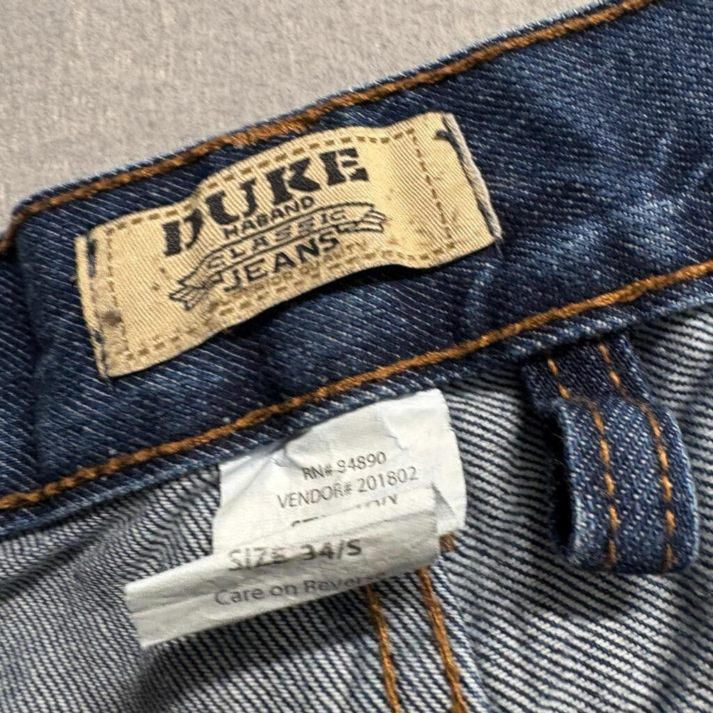 Duke Haband Classic Fit Jeans Mens 34/S Blue Denim Elastic Waist Comfort