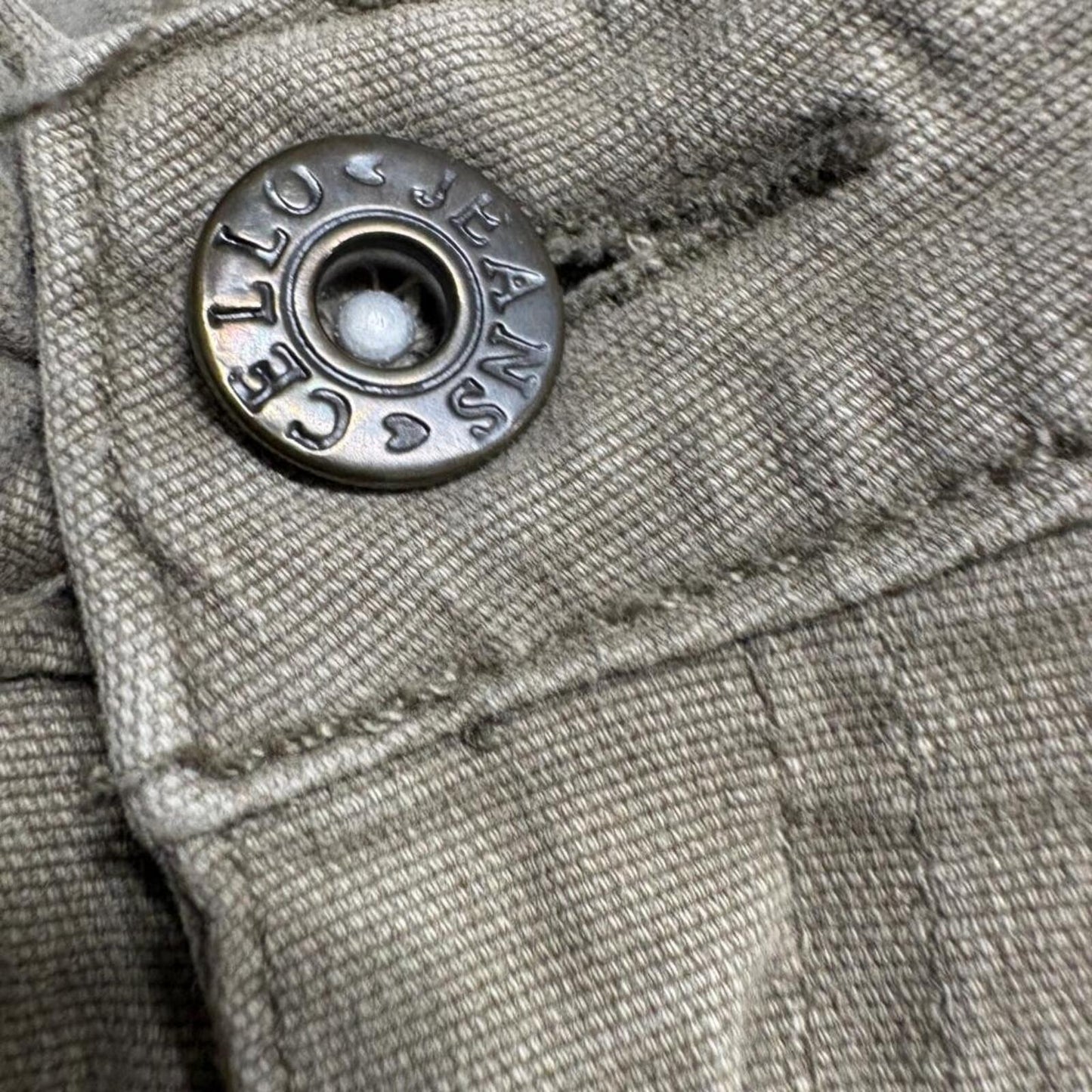 Cello Jeans Womens Small Olive Green Cargo Pants Flare Leg Low Rise Y2K Utility