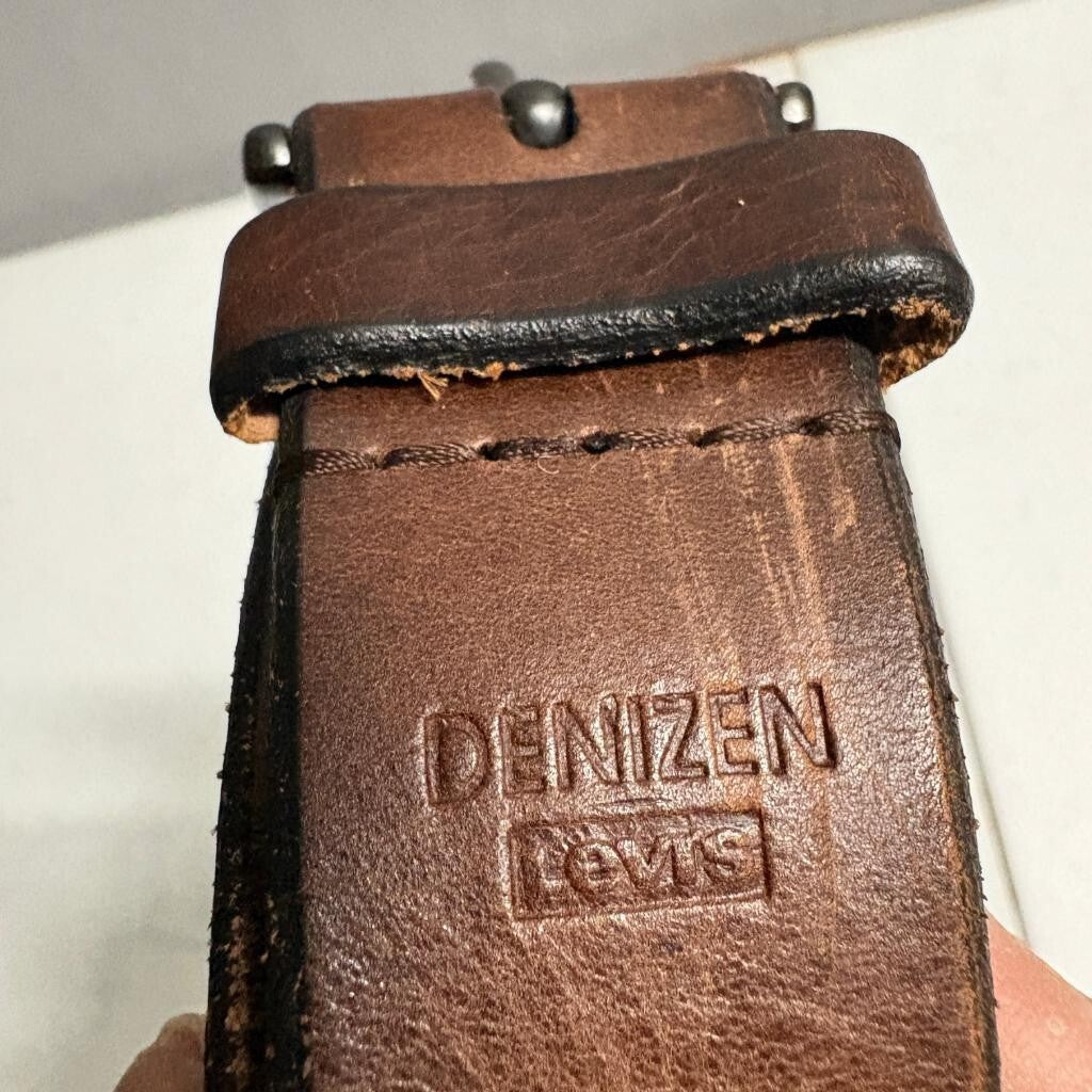 Denizen Levis Mens Belt XL 40-44 Brown Genuine Leather Roller Buckle Casual Work