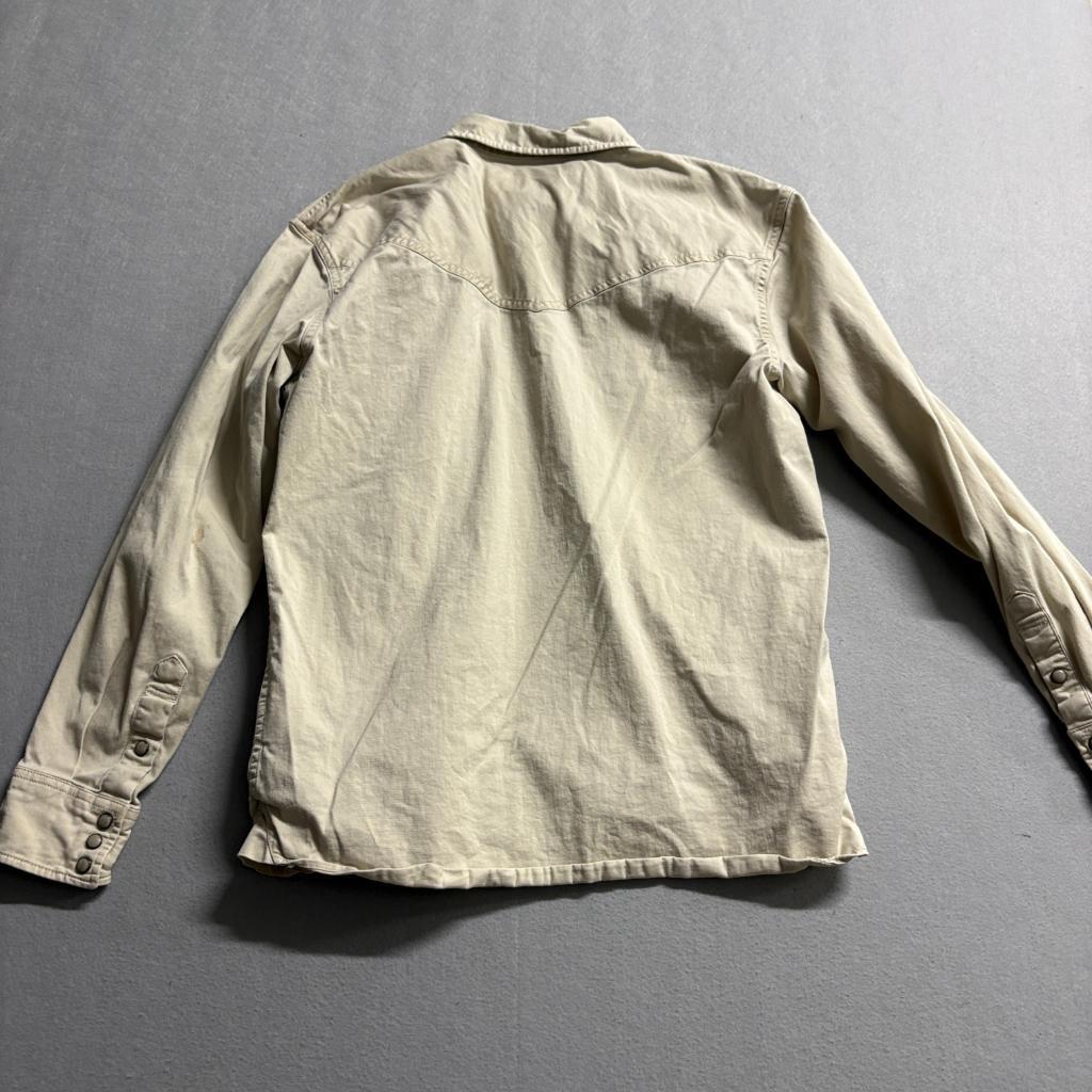 Blue Ranchwear Western Shirt Mens Small Beige Cotton Blend Snap Button Up