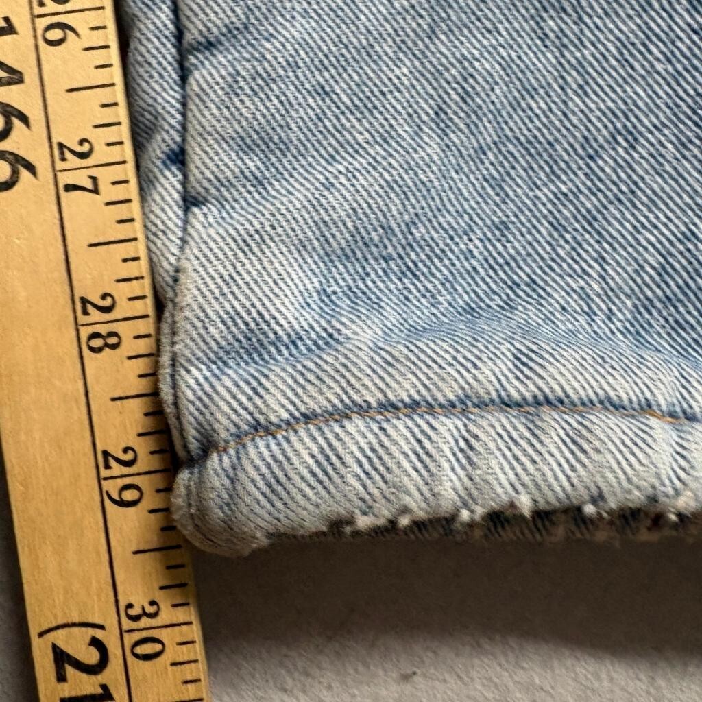 Vintage Lands End Fleece Lined Jeans Mens 32 Made in USA Red Fleece Denim Blue