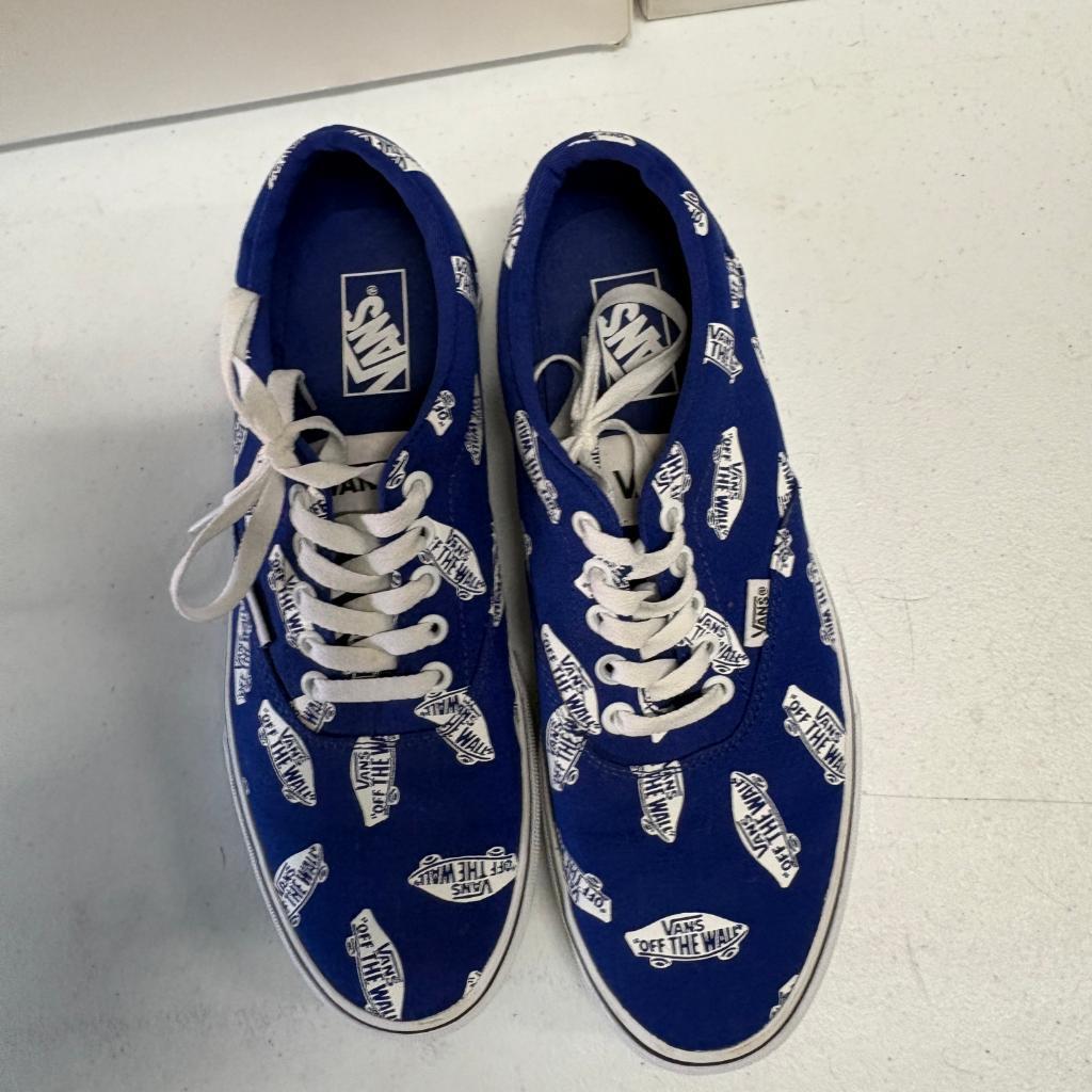 Vans Authentic Off The Wall Logo Print Blue Canvas Sneakers Mens Size 10