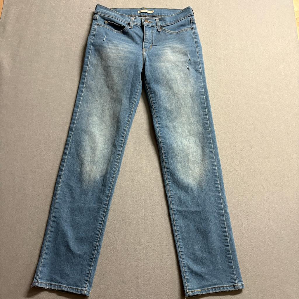 Levis 314 Shaping Straight Jeans Womens 28 Blue Denim Medium Wash Stretch