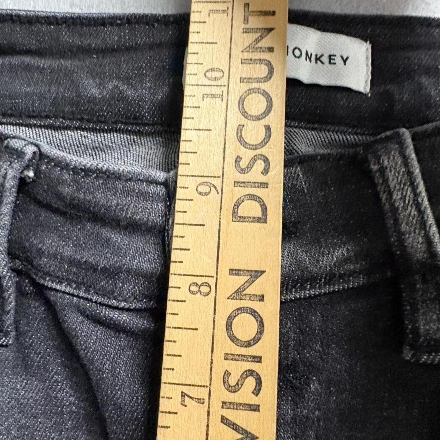 Flying Monkey Jeans Womens 26 Black Distressed Raw Hem Button Fly Flare F4322