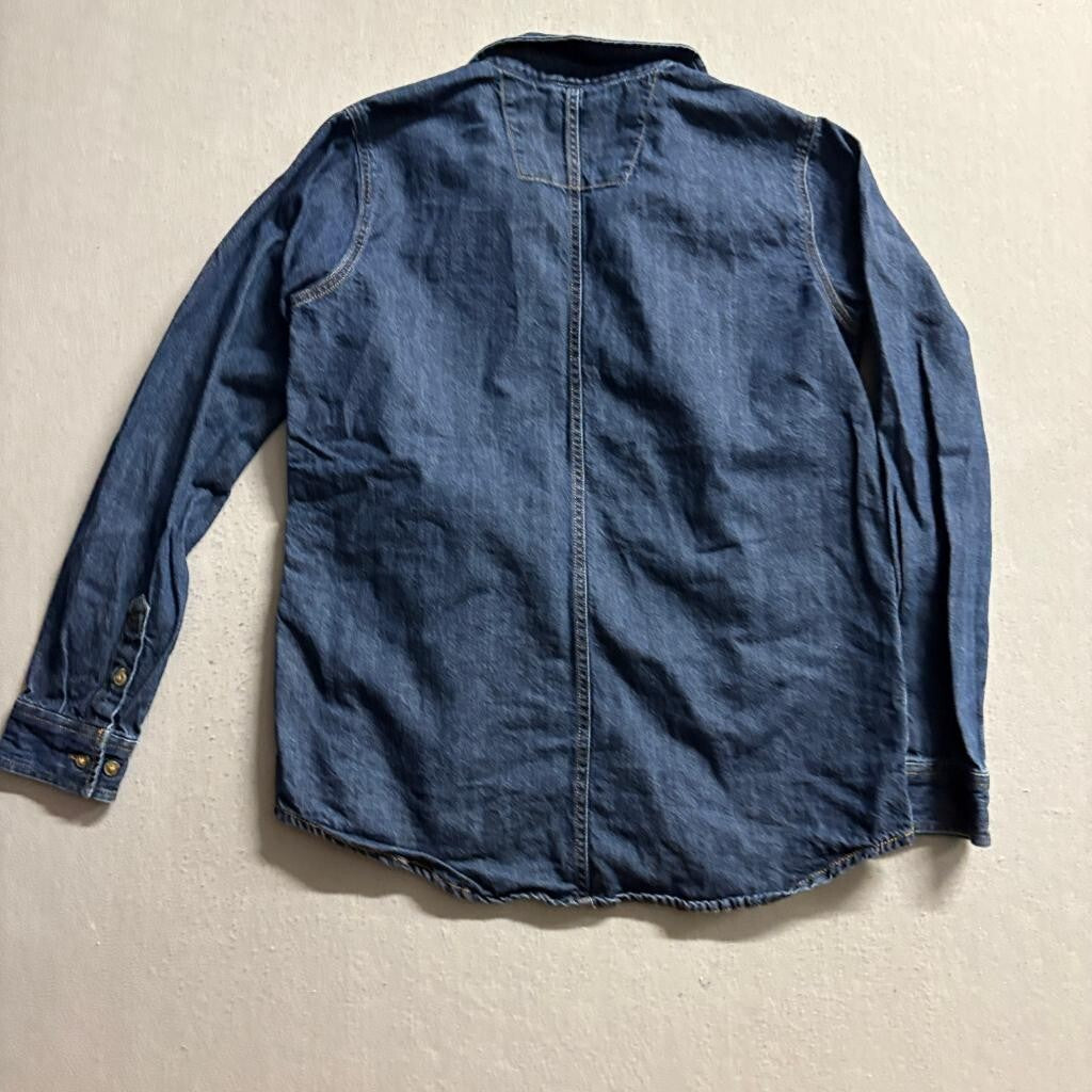 Carhartt Denim Button Down Shirt Womens Medium Blue Jean Workwear Relaxed Fit