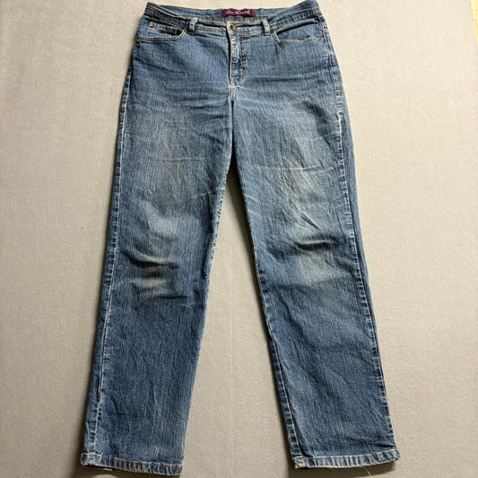 Gloria Vanderbilt Amanda Jeans Womens 12 Average Blue Denim Straight Leg Stretch