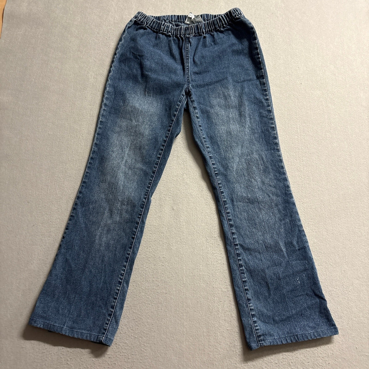 DG2 Diane Gilman Elastic Waist Jeans Womens Size M Medium Blue Denim Straight