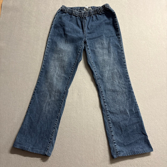 DG2 Diane Gilman Elastic Waist Jeans Womens Size M Medium Blue Denim Straight