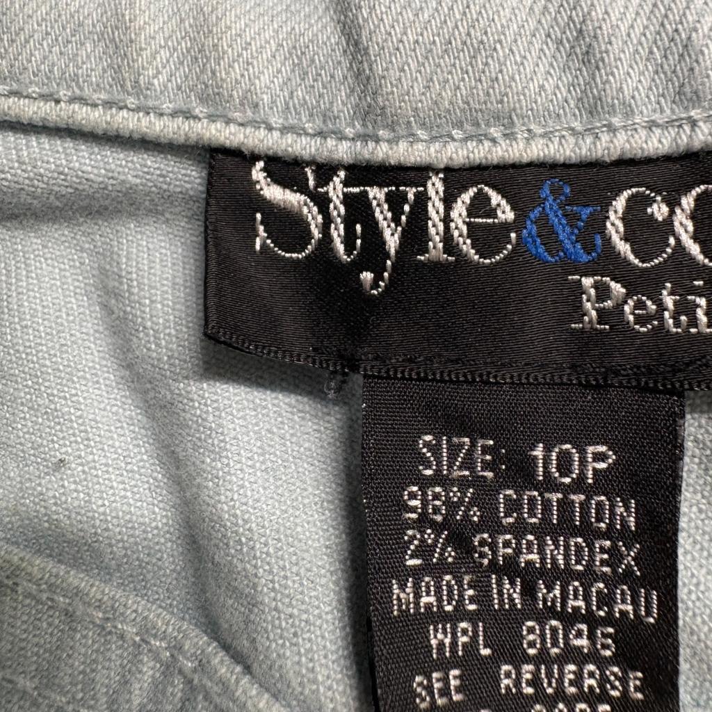 Style & Co Petite Jeans Womens 10P Light Wash Blue Denim High Rise Straight Leg