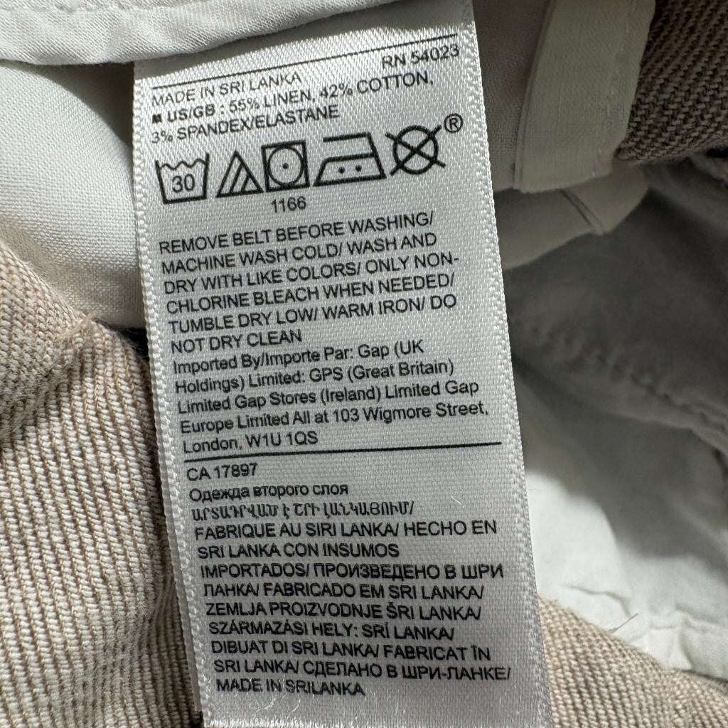 Banana Republic Linen Cotton Blend Wide Leg Pants Womens Size 0 Beige Pleated