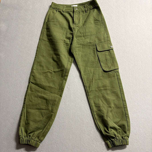 Superdown Womens Cargo Jogger Pants Size 25 Olive Green Cotton Utility Pockets