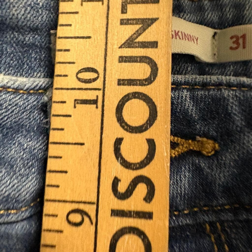 Levi's 721 High Rise Skinny Jeans Womens Size 31 Distressed Ripped Blue Denim