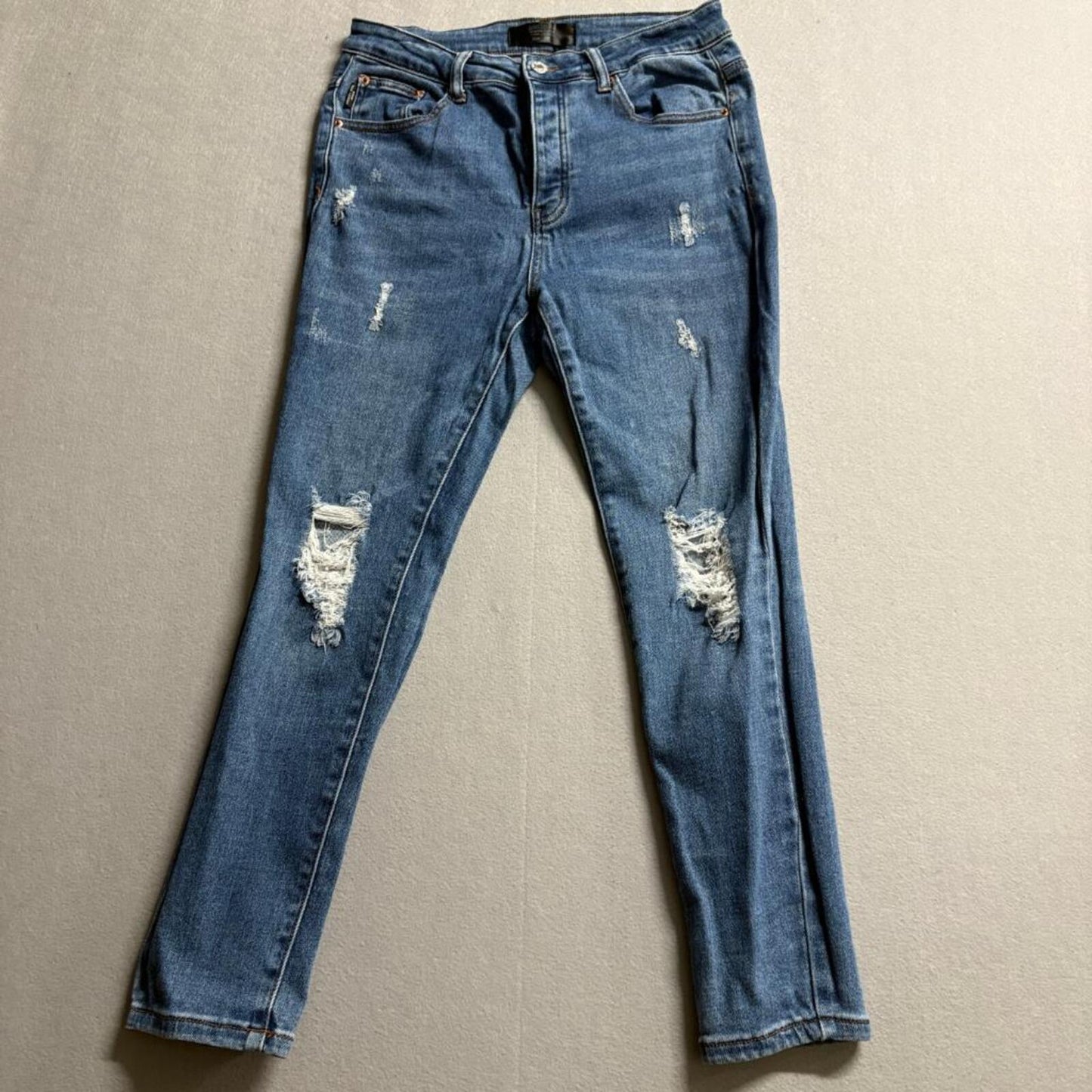 Monkey Ride Jeans Womens 9/29 Blue Distressed Skinny High Rise Denim
