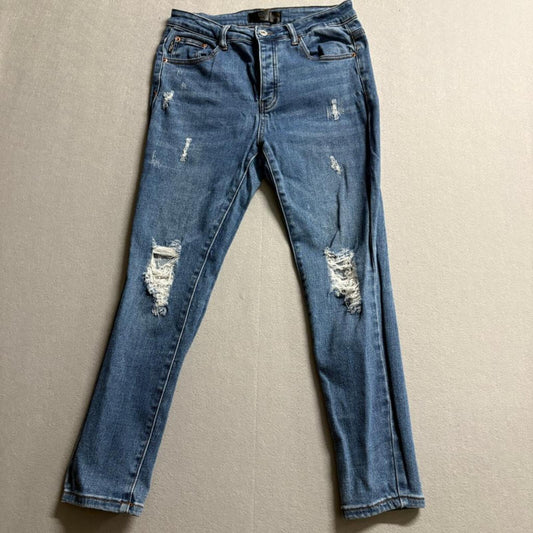 Monkey Ride Jeans Womens 9/29 Blue Distressed Skinny High Rise Denim