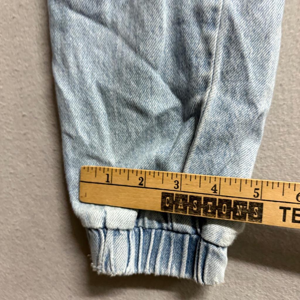 SONG Denim Cargo Jogger Pants Womens 00/23 Light Wash Blue Cotton High Rise