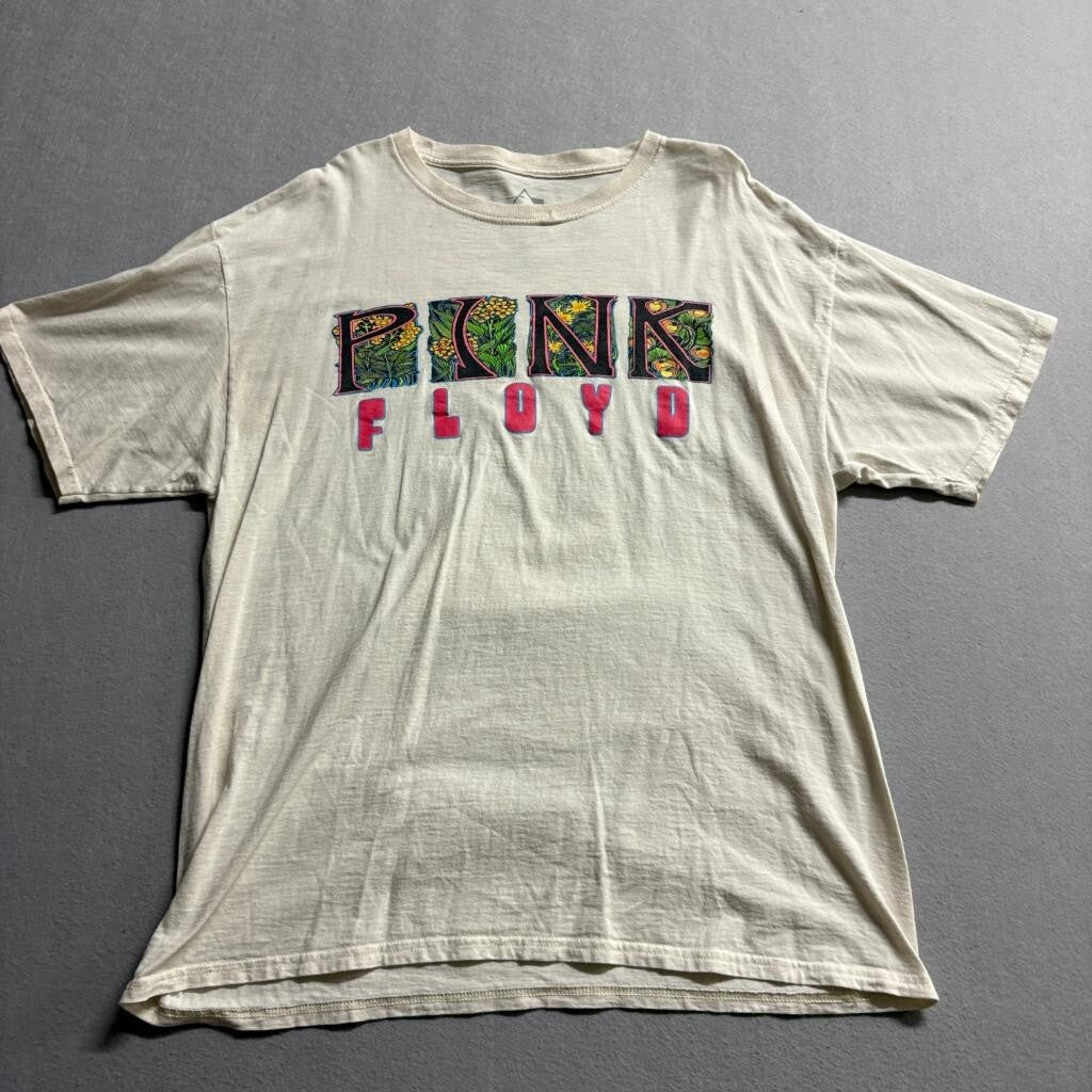 Pink Floyd Marquee London 1966 Concert Graphic T-Shirt Mens Large Cream Cotton
