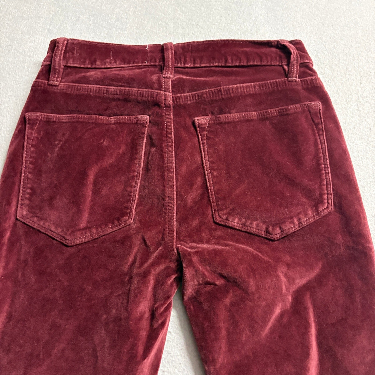 Frame Denim Le High Skinny Velvet Pants Womens 23 Burgundy Pinot Red Corduroy