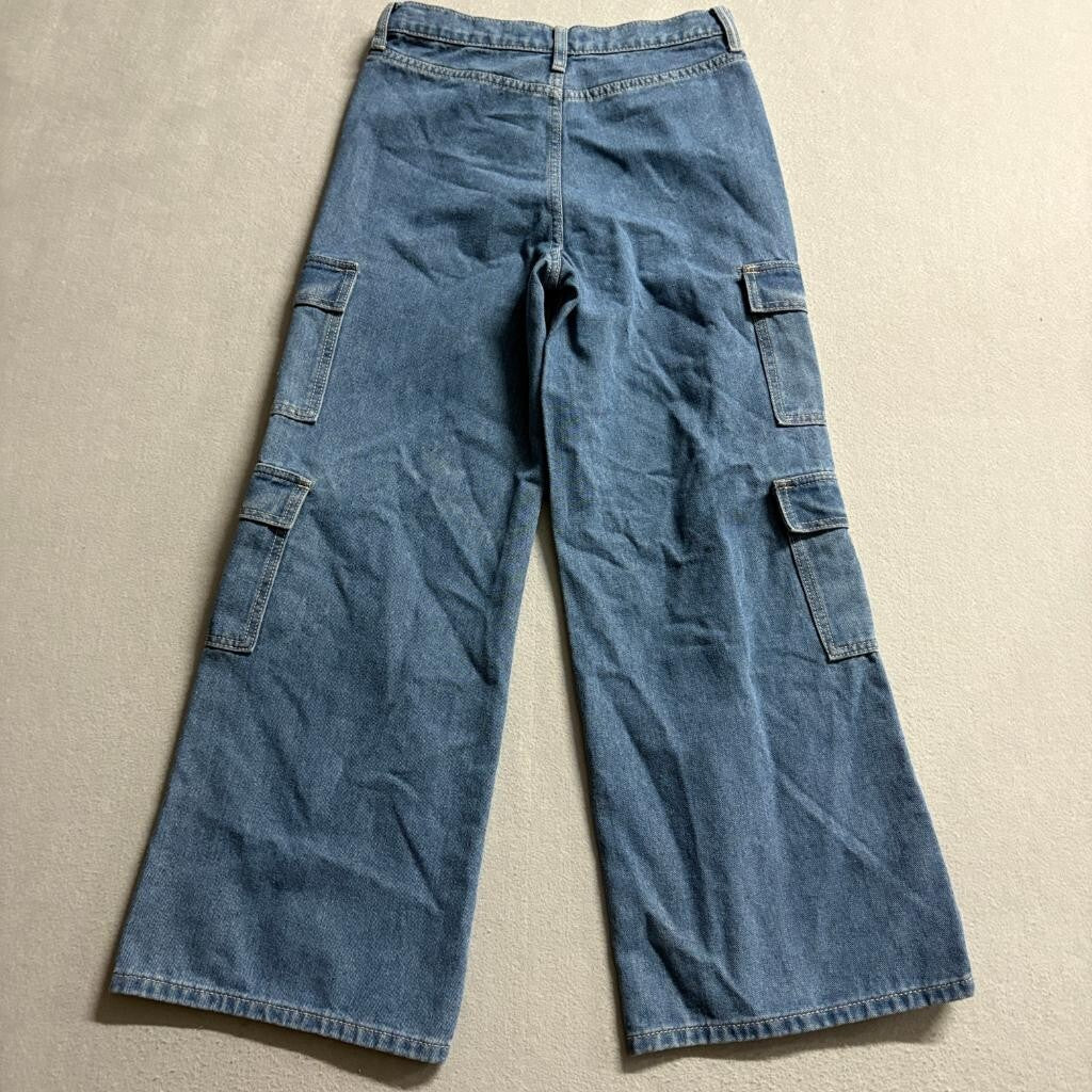 Soho Blue Denim Cargo Jeans Womens Size 16 Blue Wide Leg Utility Pockets