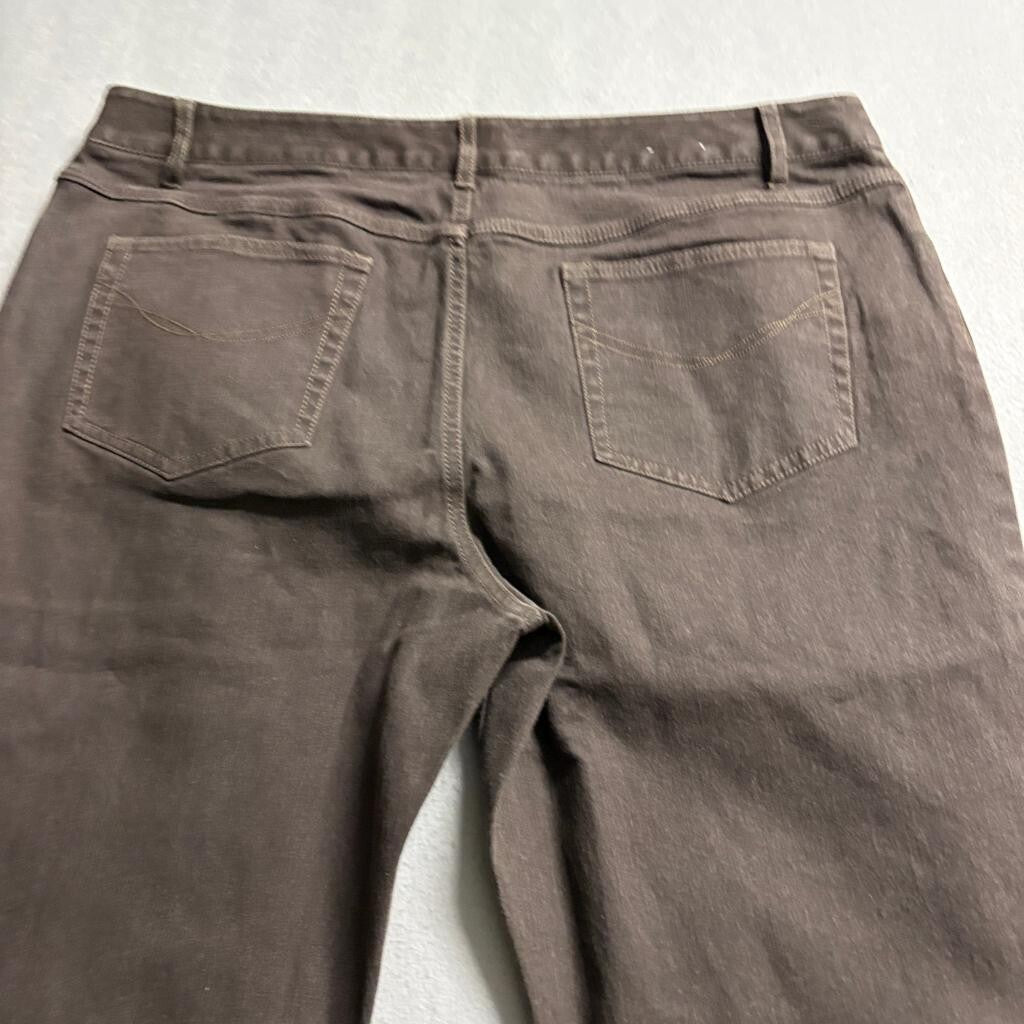 J.Jill Denim Slim Leg Jeans Womens 16 Brown Stretch Cotton Lycra Mid Rise