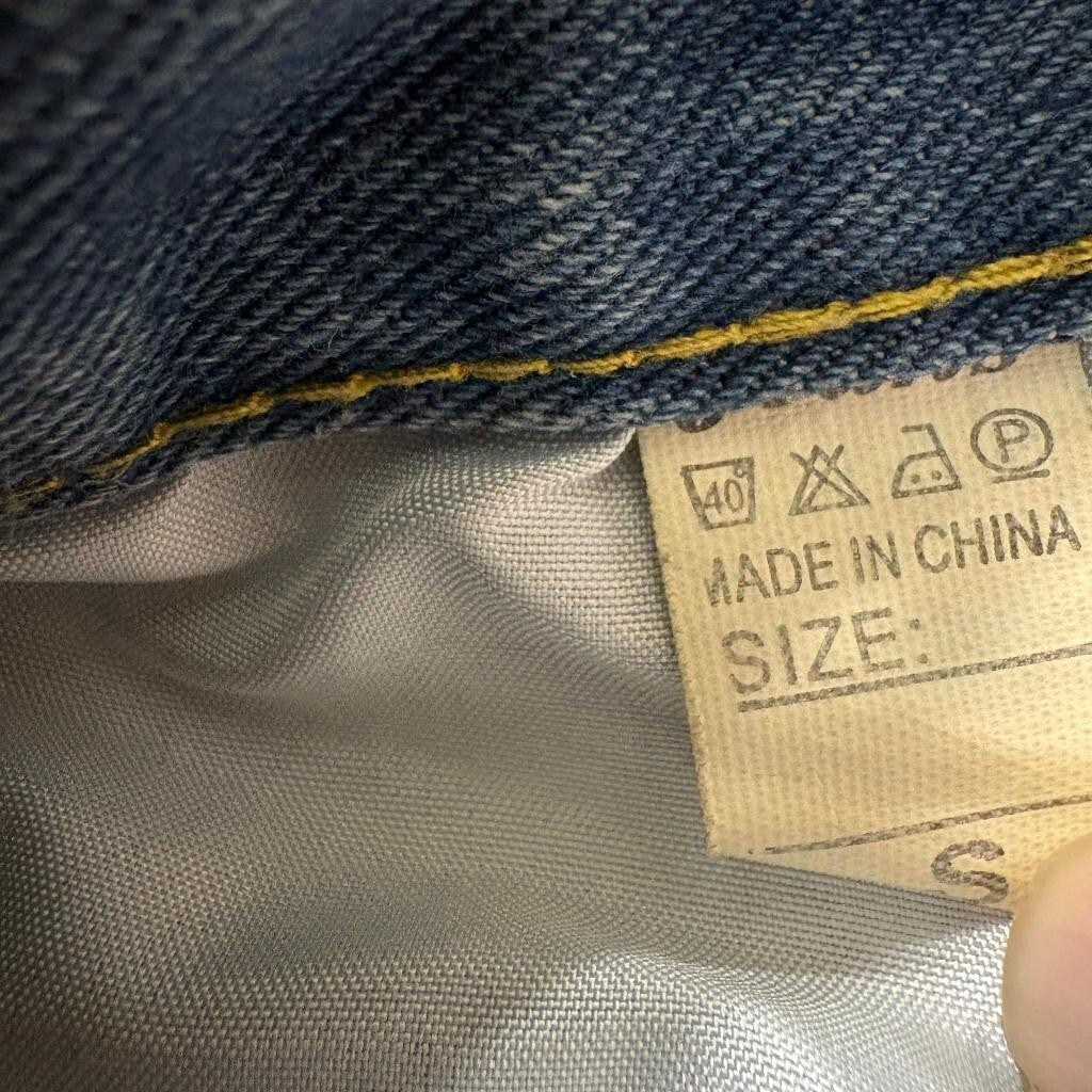 Unbranded Womens Blue Denim Cargo Jeans Size S Wide Leg High Rise Drawstring