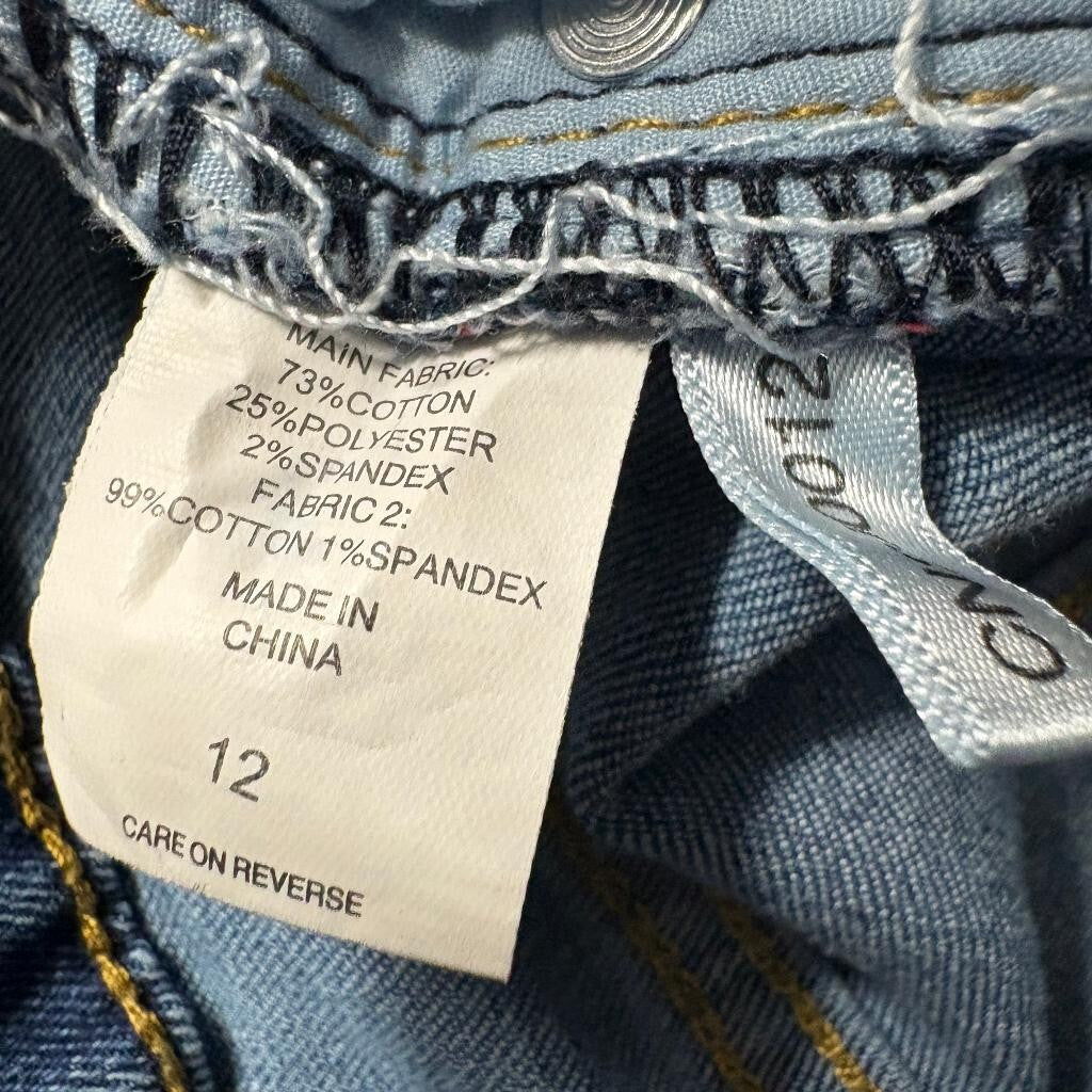 New York & Company Colorblock Jeans Womens 12 Blue Red Stripe Skinny Denim