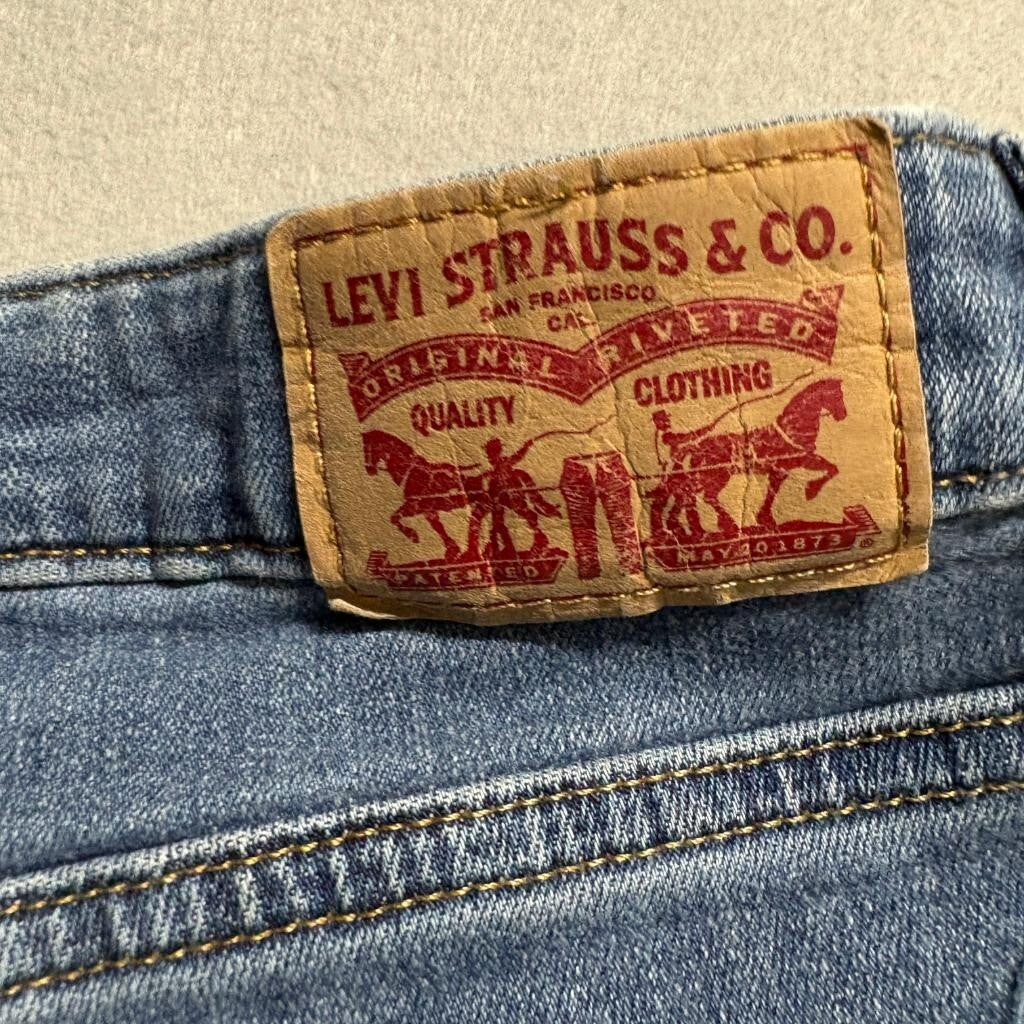 Levi's 721 High Rise Skinny Jeans Womens Size 31 Distressed Ripped Blue Denim