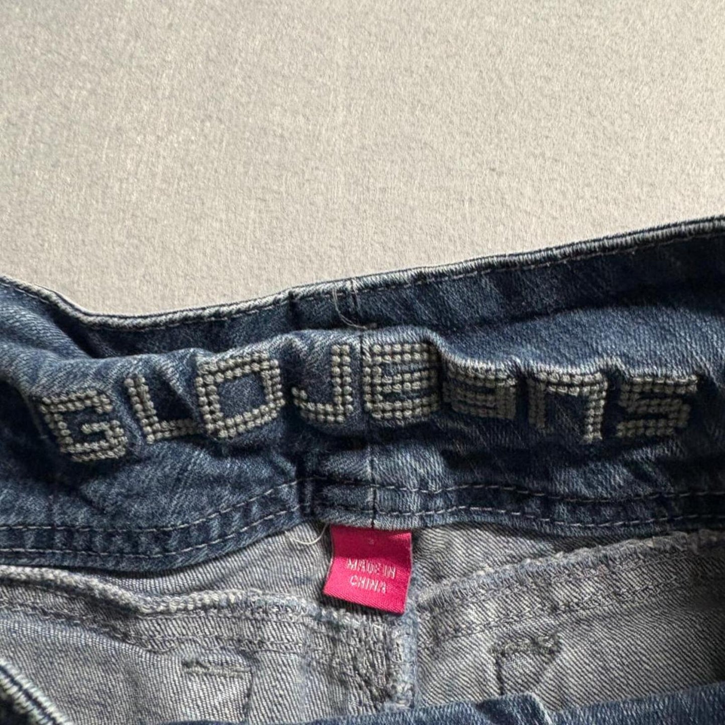 Glo Jeans Womens Size 3 Blue Denim Flare Leg Low Rise Studded Pockets Y2K