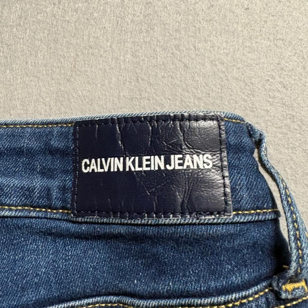 Calvin Klein Jeans Bermuda Shorts Womens Size 14 Blue Denim Stretch Mid Rise