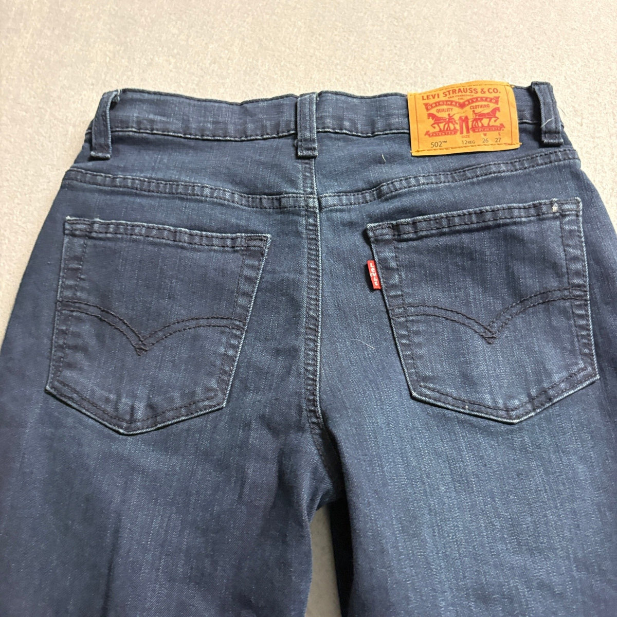 Levi's 502 Regular Taper Jeans Dark Wash Blue Denim Size 12 Reg W26 L27