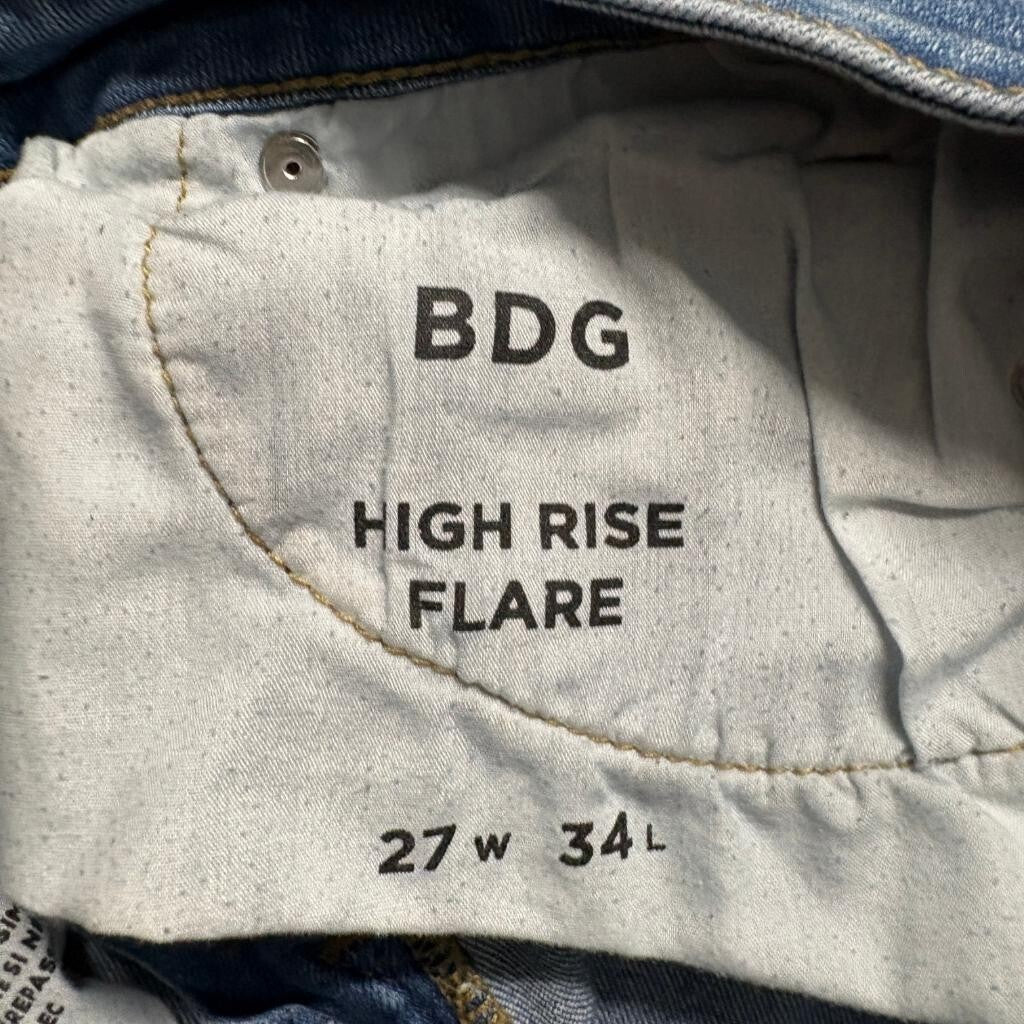 BDG High Rise Flare Jeans Womens 27x34 Blue Denim Urban Outfitters Stretch