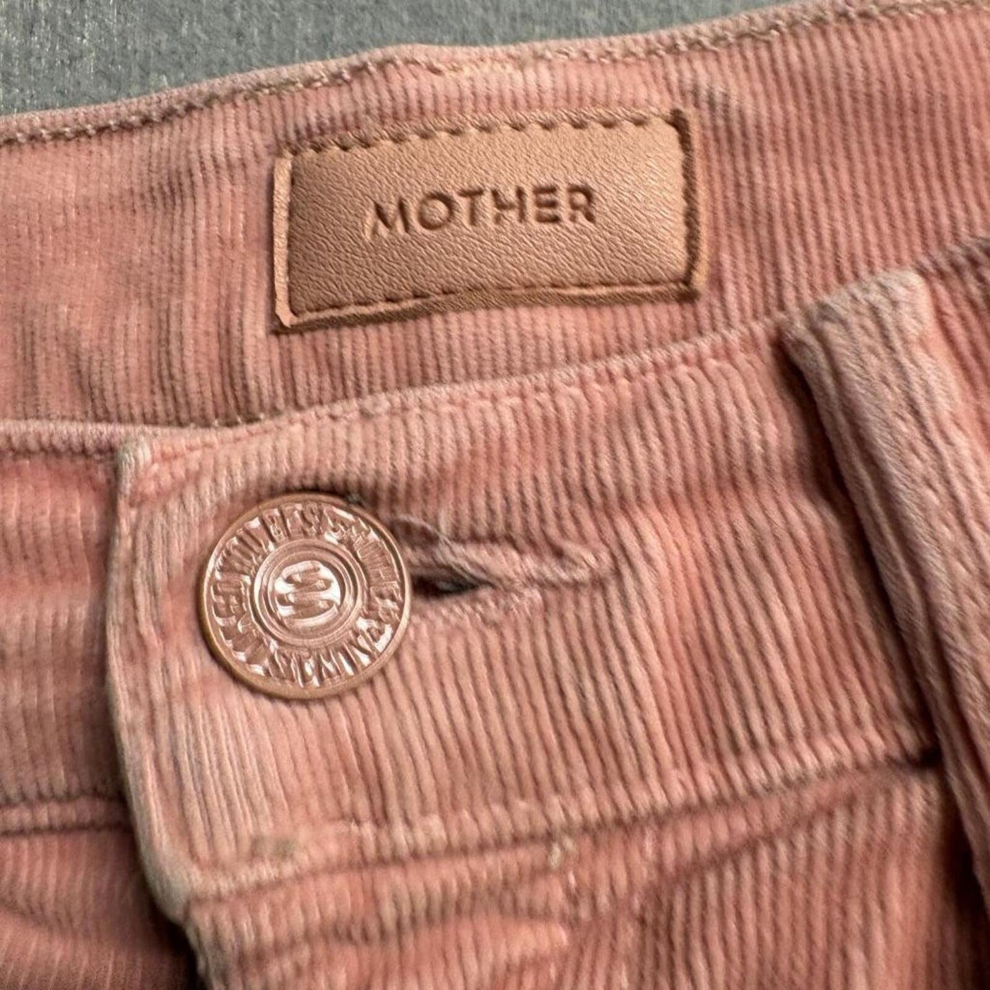 Mother Insider Crop Step Fray Corduroy Pants Womens 24 Pink Eraser Raw Hem