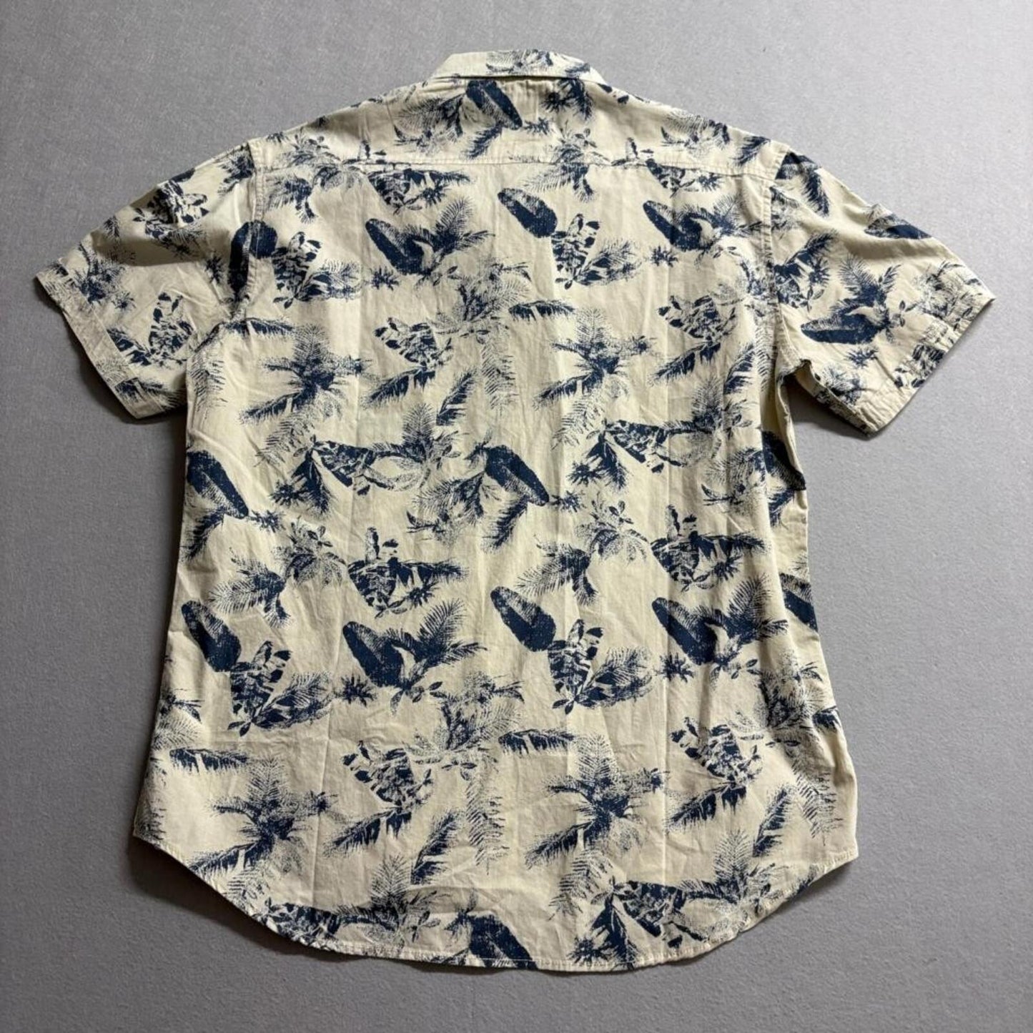 Level Ten Mens Large Tropical Palm Tree Print Short Sleeve Button Up Shirt NWT