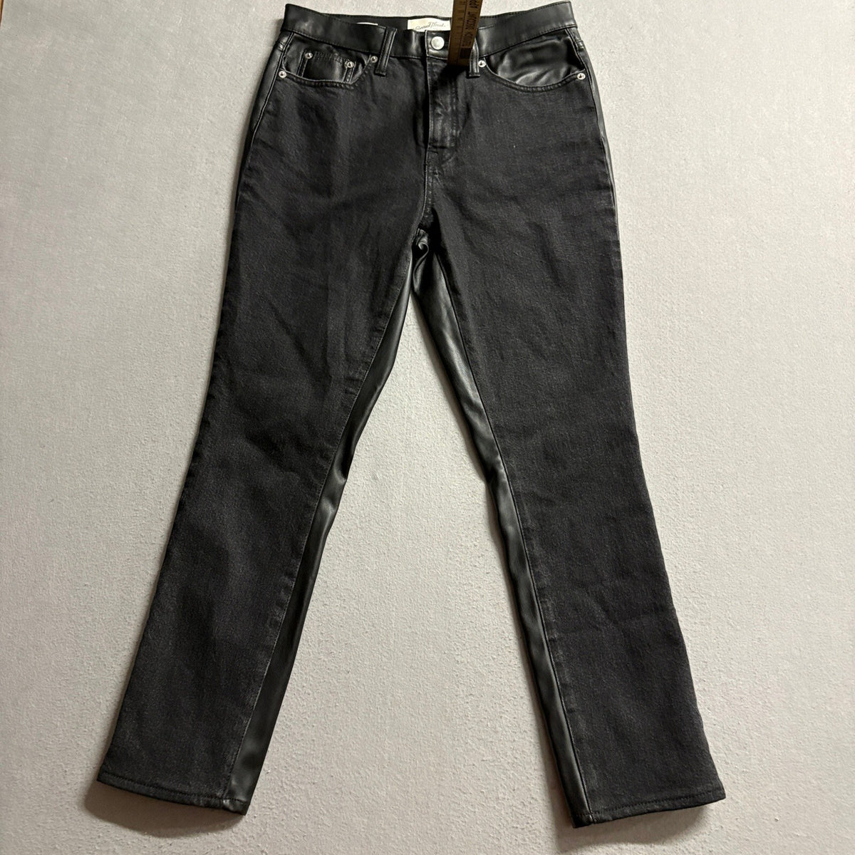 Universal Thread Womens Black Faux Leather Mixed Media Jeans Mid Rise 80s Slim