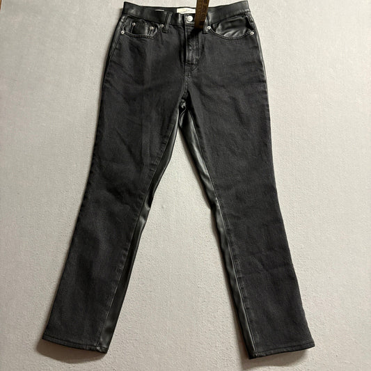 Universal Thread Womens Black Faux Leather Mixed Media Jeans Mid Rise 80s Slim