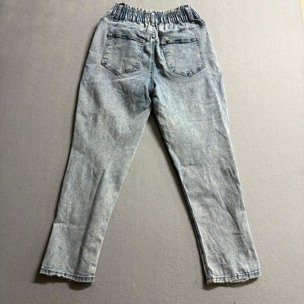Simple Society Paperbag Waist Acid Wash Jeans Womens Size 3/26 Blue Denim