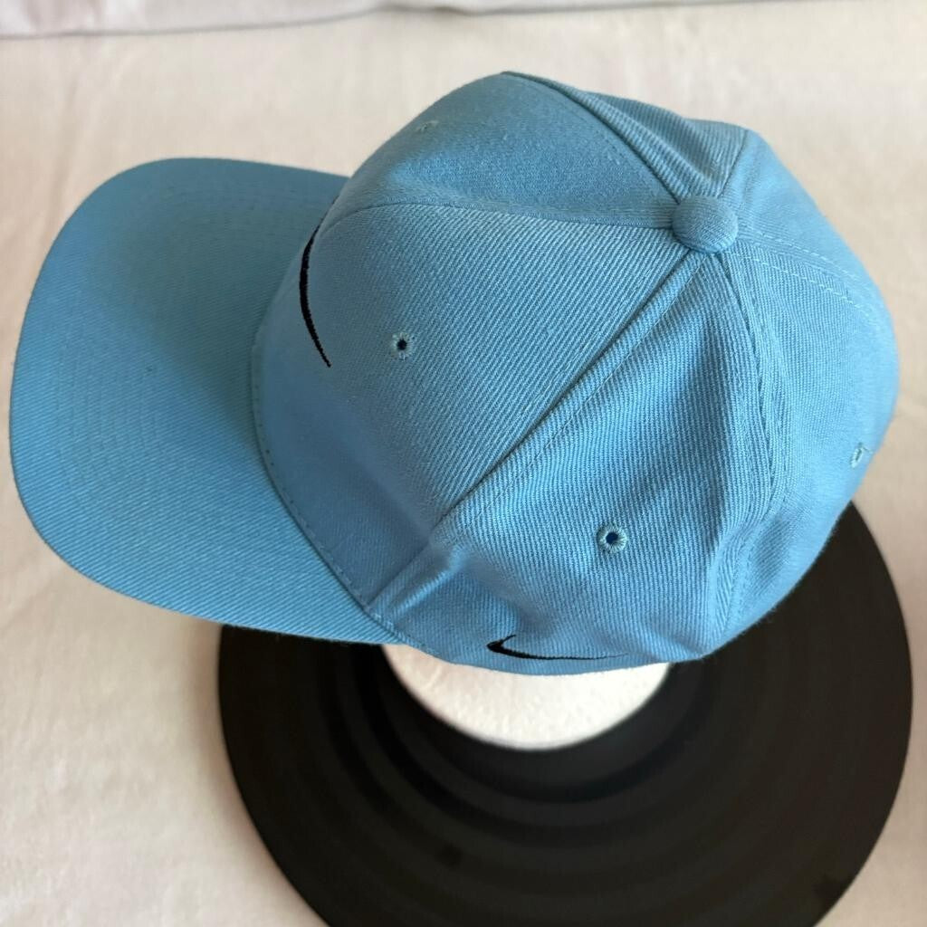 Vintage Nike Swoosh Snapback Hat Light Blue Wool Blend Sam's Cap Made in Korea